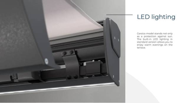 Hovedbilde Kassettmarkise m ledlys, Bredde 360-410 cm x 310 cm utfall