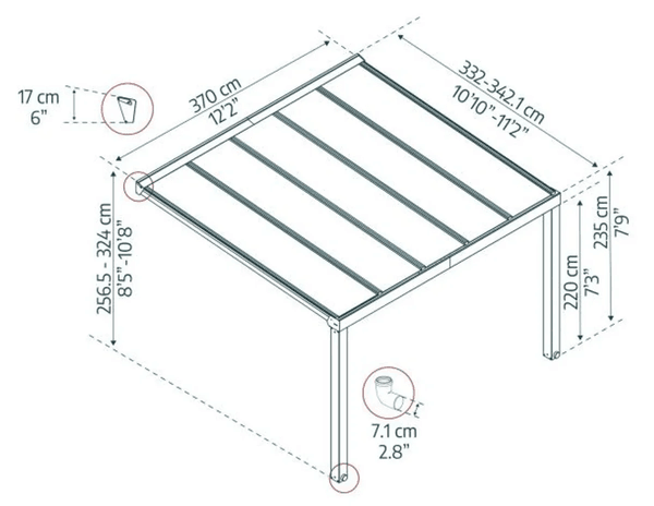 Hovedbilde Terrassetak 342 x 370 cm - Stockholm fra Canopia By Palram