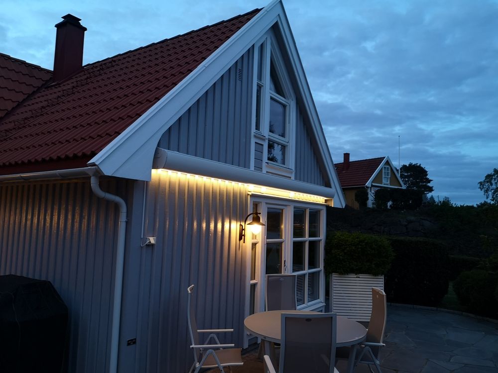 Kassettmarkise m ledlys, Bredde 475-530 cm x 210 cm utfall